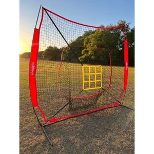 7x7 Feet Baseball Softball Hitting Pitching Net Tee Caddy Set with Strike Zone